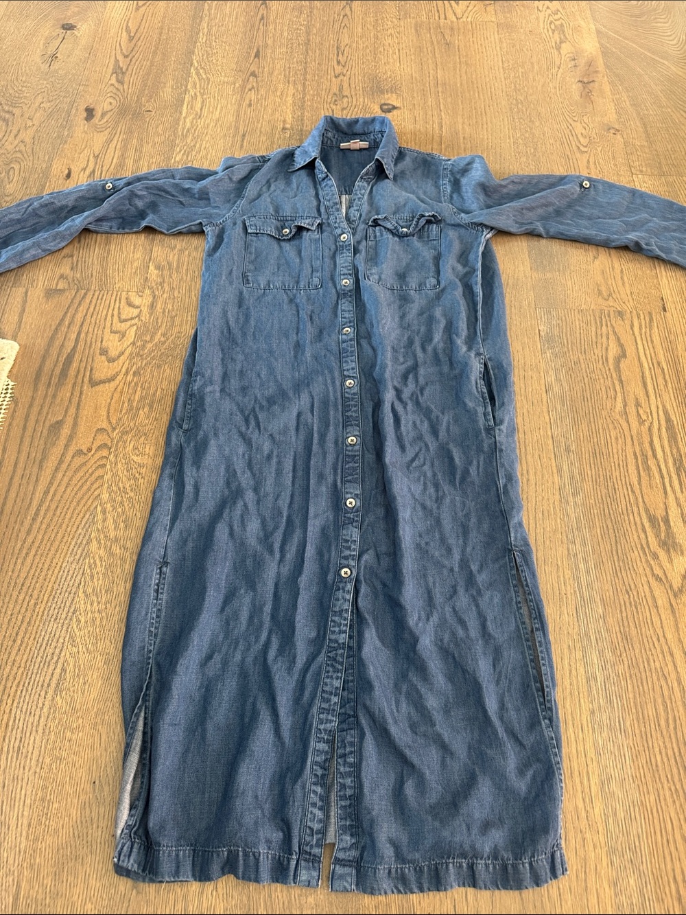 Knox Rose Blue Denim Long Button-Up Shirt Dress